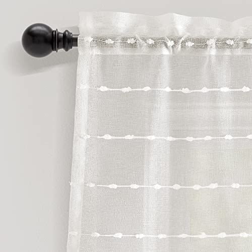 Lush Decor Farmhouse Textured Sheer Window Curtain Valance, 52"W x18"L, White - color: White