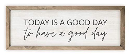 Today Is A Good Day To Have A Good Day – Framed White Wood Wall Sign - color: White With Frame, size: 10x30