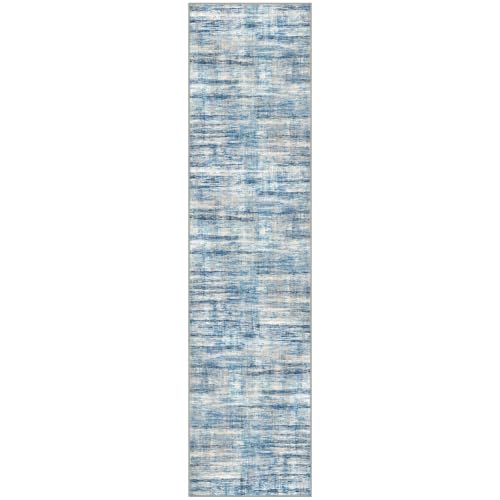 KOZYFLY Modern Washable Rug Runner 2x8 Hallway Runner Rug Blue Beige - color: Blue Beige, size: 2' x 8' (Runner)