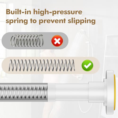 GXOACKJ White Shower Curtain Rods - 31-80 Inch Spring Tension Shower Rods for Bathroom, Adjustable, No Drilling, No Rust, Stainless Steel - color: White, size: 31-80 inches