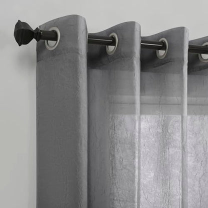 No. 918 Erica Crushed Sheer Voile Grommet Curtain Panel - color: Charcoal Gray, size: 51"W x 84"L (Pack of 1)