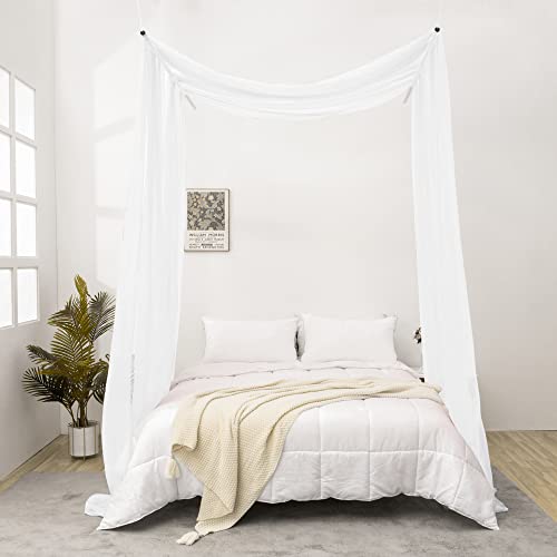 Sheer Canopy Bed Curtains 216 Inch Long, Wide 52, White - color: White, size: Full/Queen (52"W x 216"L)