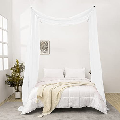 Sheer Canopy Bed Curtains 216 Inch Long, Wide 52, White - color: White, size: Full/Queen (52"W x 216"L)