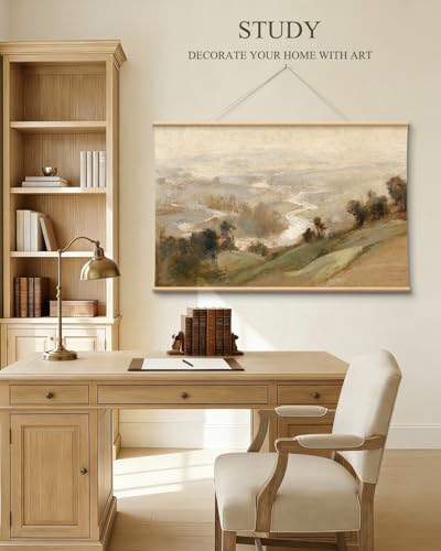 VIYYIEA Extra Large Canvas Wall Art - Abstract River Landscape, 54x36 Inch - color: Golden Loess Hillslope