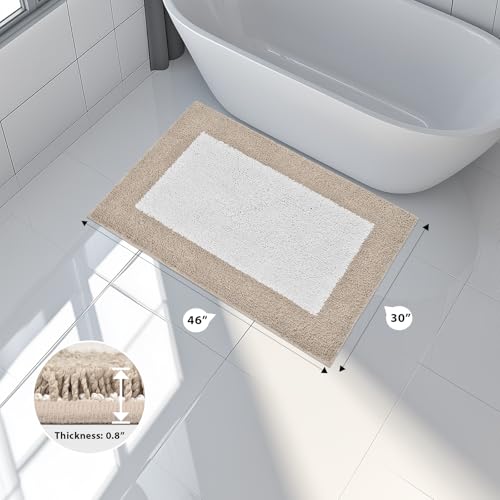 anllugs Bathroom Rugs, 30" x 46" Soft Bath Rugs, Beige & White - color: Beige & White, size: 30" X 46"