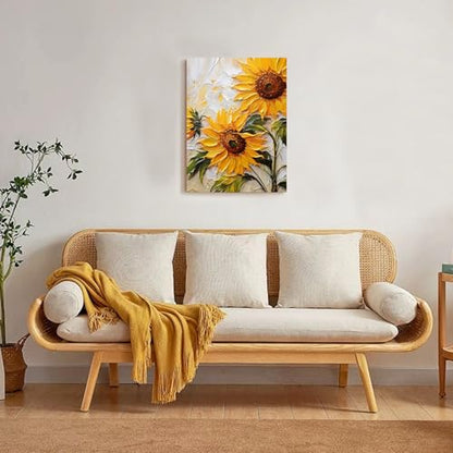 RUMSICH Abstract Sunflower Oil Painting Wall Art 16×24 Inch Canvas Frame - color: sunflower, size: 24"L x 16"W