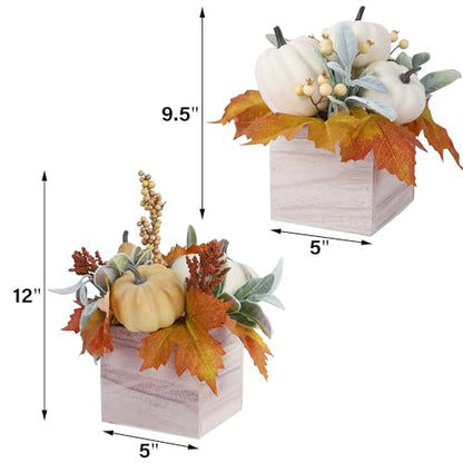 winemana Fall Decorations Artificial Pumpkin Gourd Berries Leaves, 2 Pack - size: style 1