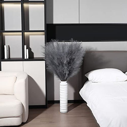 Wertuirk 8 Pcs 45 inch Tall Faux Grey Pampas Grass Decor - color: Grey