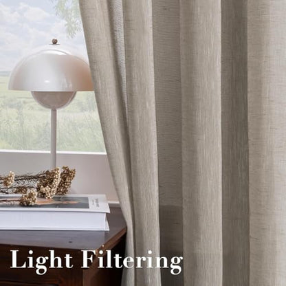 H.VERSAILTEX Taupe Linen Sheer Curtains 90" 2 Panels Grommet - color: Taupe, size: 52"W x 90"L (Pack of 2)
