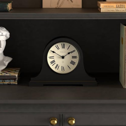 NEWGATE® Broadway Mantel Clock | Classic Napoleon’s hat Design | Black | Roman Numerals | Traditional Style for Desk, Table top, Shelf or Bedside - color: Black