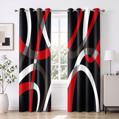 weesire Black and Red Blackout Curtains, 52 x 63 Inch, Grommet, 2 Panels - color: P1-red, size: 52"W x 63"L (Pack of 2)