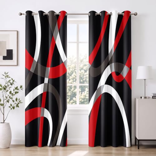 weesire Black and Red Blackout Curtains, 52 x 96 Inch, Grommet, 2 Panels - color: P1-red, size: 52"W x 96"L (Pack of 2)