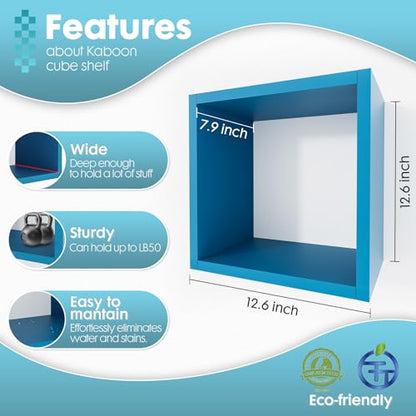 Kaboon Cube Floating Shelves Set2, Display Shelves Wall Mount 7.75" D x 12.5" W x 12.5" H, (Cyan, Square 2 Cubes) - color: Cyan, size: Square-Set2