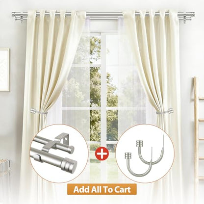 TONIAL 1 Inch Double Curtain Rods for Windows 48 to 84 Inch, Silver, - color: Silver, size: 32-86”
