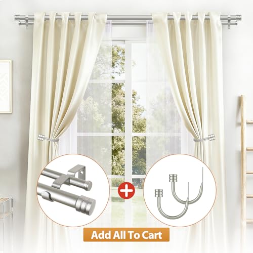 TONIAL 1 Inch Double Curtain Rods for Windows, 140 to 180 Inch Long, Silver - color: Silver, size: 140-180"