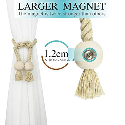 Magnetic Curtain Tiebacks Decorative Tie Back Drapes Holdbacks Nieffeiy - color: Dark Beige
