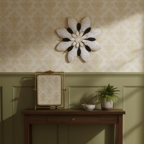 Newinhome Flower Wall Decor Metal Art - color: Gray-white flower
