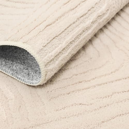 GENIMO Soft 2x10 Runner Rug Non Slip for Hallway, Washable 3D High Low Pile - color: Arch Beige, size: 2' x 10' (Rectangular)