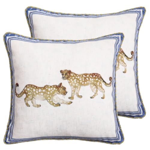 patdrea Designer Vintage Linen Throw Pillow Cover,18"x18",Set of 2-Fromm E - color: Fromm E, size: 18" x 18" (Pack of 2)