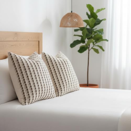 Boho Jacquard Throw Pillow Covers 20x20 Inch Set of 2 Beige Brown - color: Beige+brown, size: 20" x 20" (Pack of 2)
