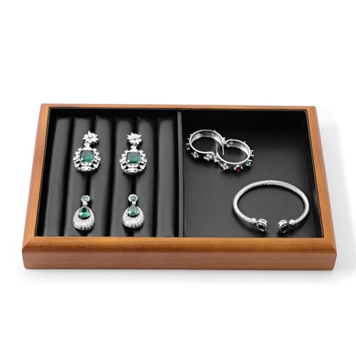 Oirlv Black Wood Jewelry Ring Display Tray - color: Black, size: 5 slot