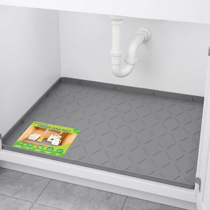 Mateeylife Under Sink Mat Kitchen Waterproof, Silicone Sink Tray 22"X19" - color: Dark Grey, size: 19"W x 22"L