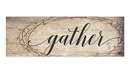 Gather Wood Rustic Style Wall Décor Sign 10x30 - size: 30"L x 10"W