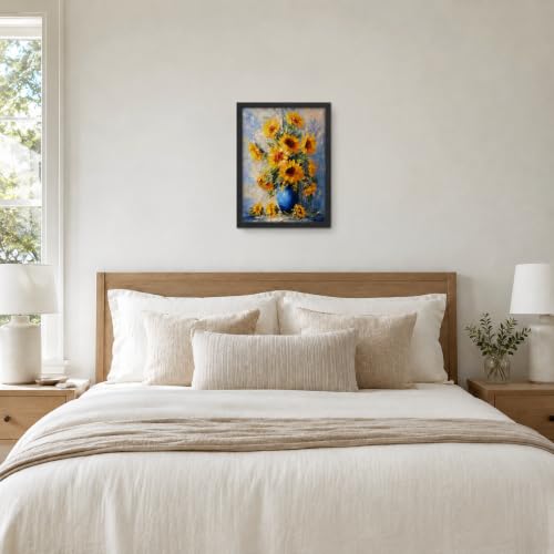 Canvas Wall Art Sunflowers Framed Impressionist Flower Artwork 16x24 Inch - color: 【sunflower flower】, size: 24"L x 16"W