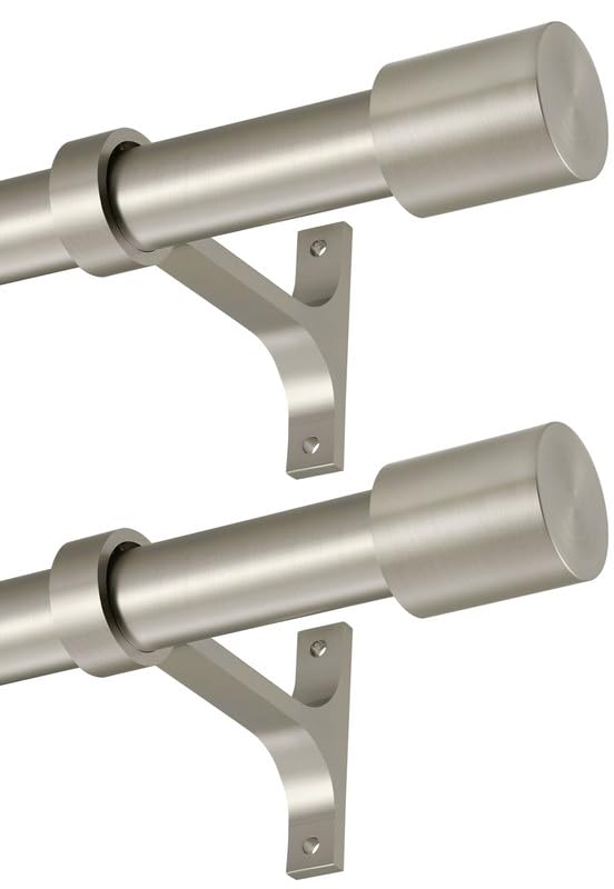2 Pack Curtain Rods 72 to 144 Inch, Adjustable Window Treatment Rods, 1-Inch Telescoping Drapery Rods with Cap Finials, Brushed Nickel - color: Brushed Nickel 2 Pack, size: 72-144"