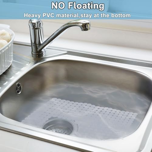 Kitchen Sink Mat for Stainless Steel/Ceramic Sinks,2 Pack with Scissors - color: Transparent