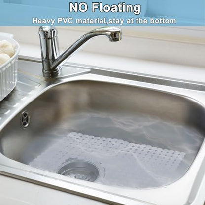 Kitchen Sink Mat for Stainless Steel/Ceramic Sinks,2 Pack with Scissors - color: Transparent