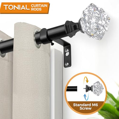 TONIAL Black Translucent Replacement Finials for 3/4 Inch Curtain Rod - color: Black