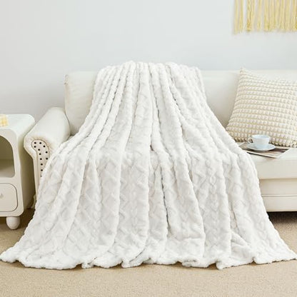 Aganear Fleece Throw Blanket for Couch Sofar 50"x60" White - color: White, size: Throw(50×60in)