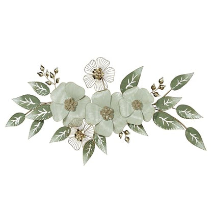 Touch of Class Ivory Floral Sophistication Metal Wall Sculpture | Botanical Hanging Decor for Bedroom, Living Room, Hallway, Foyer