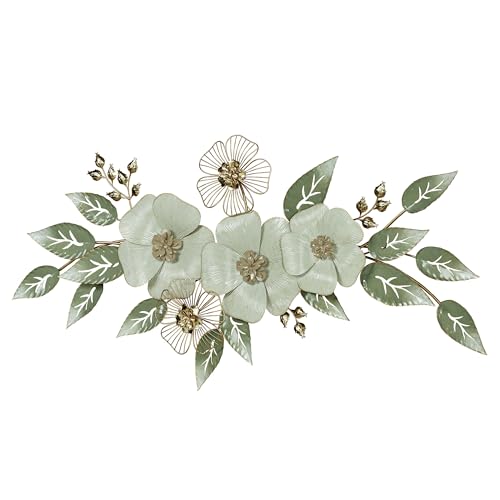 Touch of Class Ivory Floral Sophistication Metal Wall Sculpture | Botanical Hanging Decor for Bedroom, Living Room, Hallway, Foyer