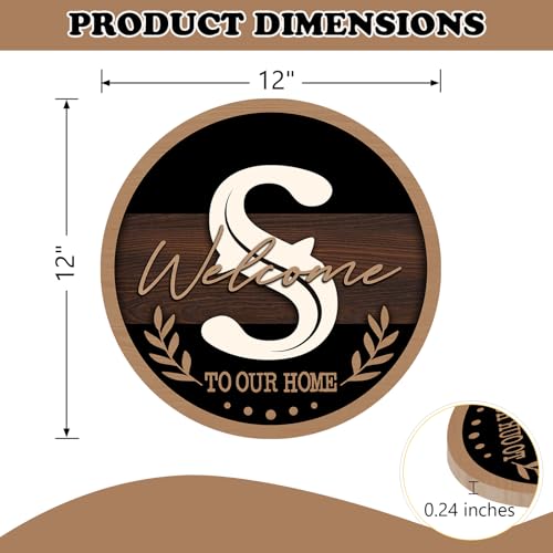 Monogram Letter S Front Door Sign, Welcome to Our Home Family Last - color: S