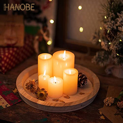Hanobe DIY 장식 접시용 미완성 원형 나무 공예 트레이 - color: 천연 목재.