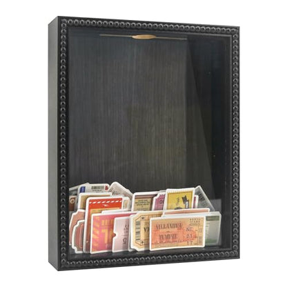 FramePro Travel Shadow Box Frame Black 8x10 Top Loading with Slot Uniqle Beaded Design for Movie Tickets Rainy Fund Events Concert Drink Beer Caps - color: Black Beads, size: 8x10