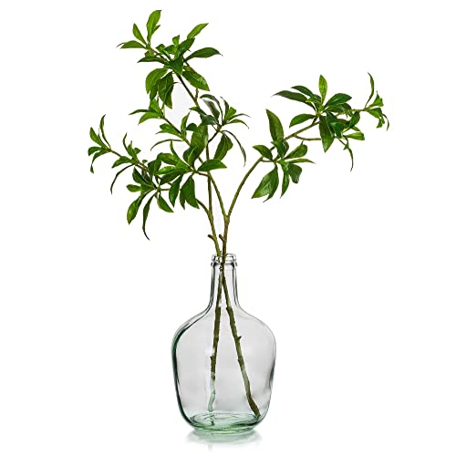 Hewory Large Glass Jug Vase: 12" Clear Tall Farmhouse Decorative Floor Vase - size: 12in