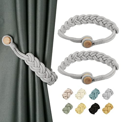BEL AVENIR Curtain Tiebacks Magnetic 2 Pack Woven Drapery Holdback - color: Silver New- 2pack