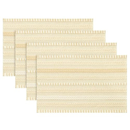 Artoid Mode Burlap Brown Woven Braided Stripe Placemats Set of 4-12x18 Inch - color: Burlap Brown, size: 12" x 18", 4 Pcs