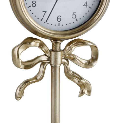 NIKKY HOME Small Gold Bow Table Clock, Silent Elegant Mantel Decor