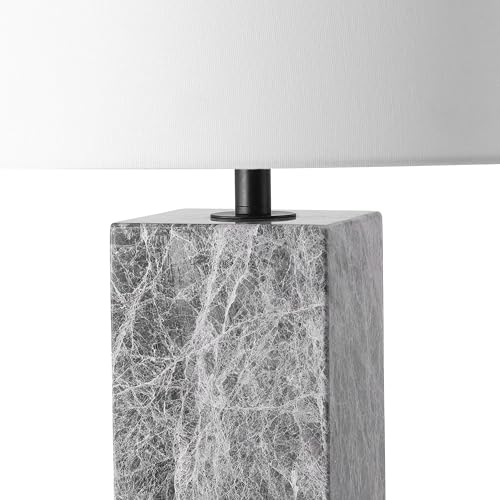 SAFAVIEH Couture Lighting Collection Poloma Grey/White 27-inch Dimmable Table Lamp for Bedroom Living Room Home Office Desk Nightstand (LED Bulb Included)