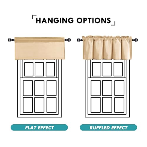 JIUZHEN Beige Valance Curtains for Window 1 Panel, 36 x 16 Inches - color: Beige, size: 36"W x 16"L (Pack of 1)