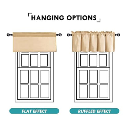 JIUZHEN Beige Valance Curtains for Window 1 Panel, 52 x 18 Inches - color: Beige, size: 52"W x 18"L (Pack of 1)
