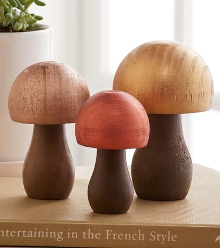 Your Heart's Content Wood Mushrooms, Set of 6 (Metallic Paint 6) - color: Metallic 6