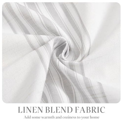 jinchan Linen Balanced Stripe Valances for Window 16 inch,Grey,1 Panel - color: Balanced Stripe | Grey, size: 50"W x 16"L (Pack of 1)
