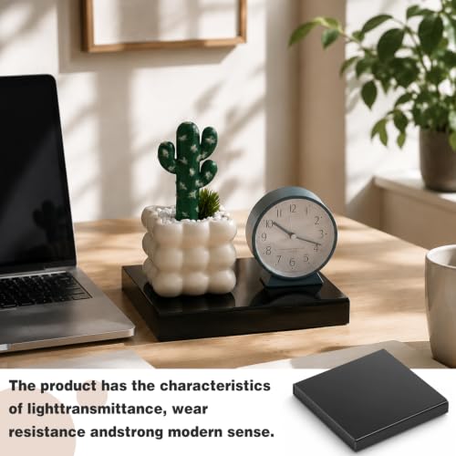 Chunful 8" L× 8" W × 1" H Black Acrylic Lamp Riser, Display Pedestal Stand - size: 8" L× 8" W × 1" H