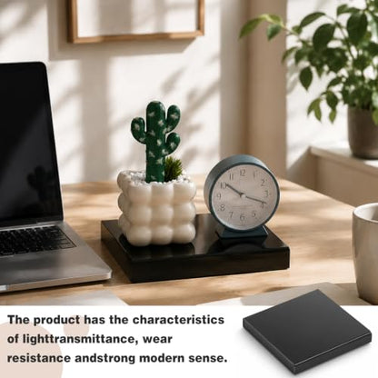Chunful 8" L× 8" W × 1" H Black Acrylic Lamp Riser, Display Pedestal Stand - size: 8" L× 8" W × 1" H