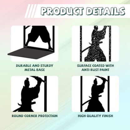 Peacoblue 5.3"x4.3"x7.9" Metal Bookends, Heavy Duty Book Ends for Shelves - style: Japanese Samurai